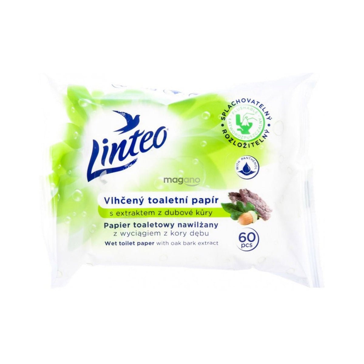 LINTEO Vlhčený toaletný papier s extraktom z dubovej kôry 60 ks