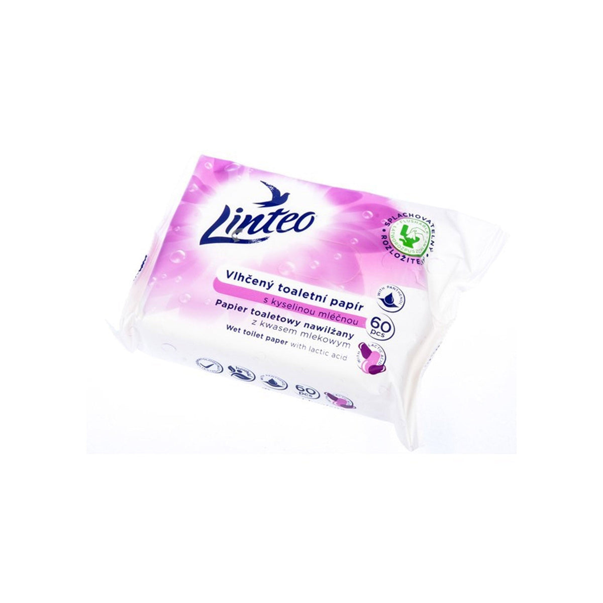 Linteo Vlhčený toaletný papier s kyselinou mliečnou 60 ks