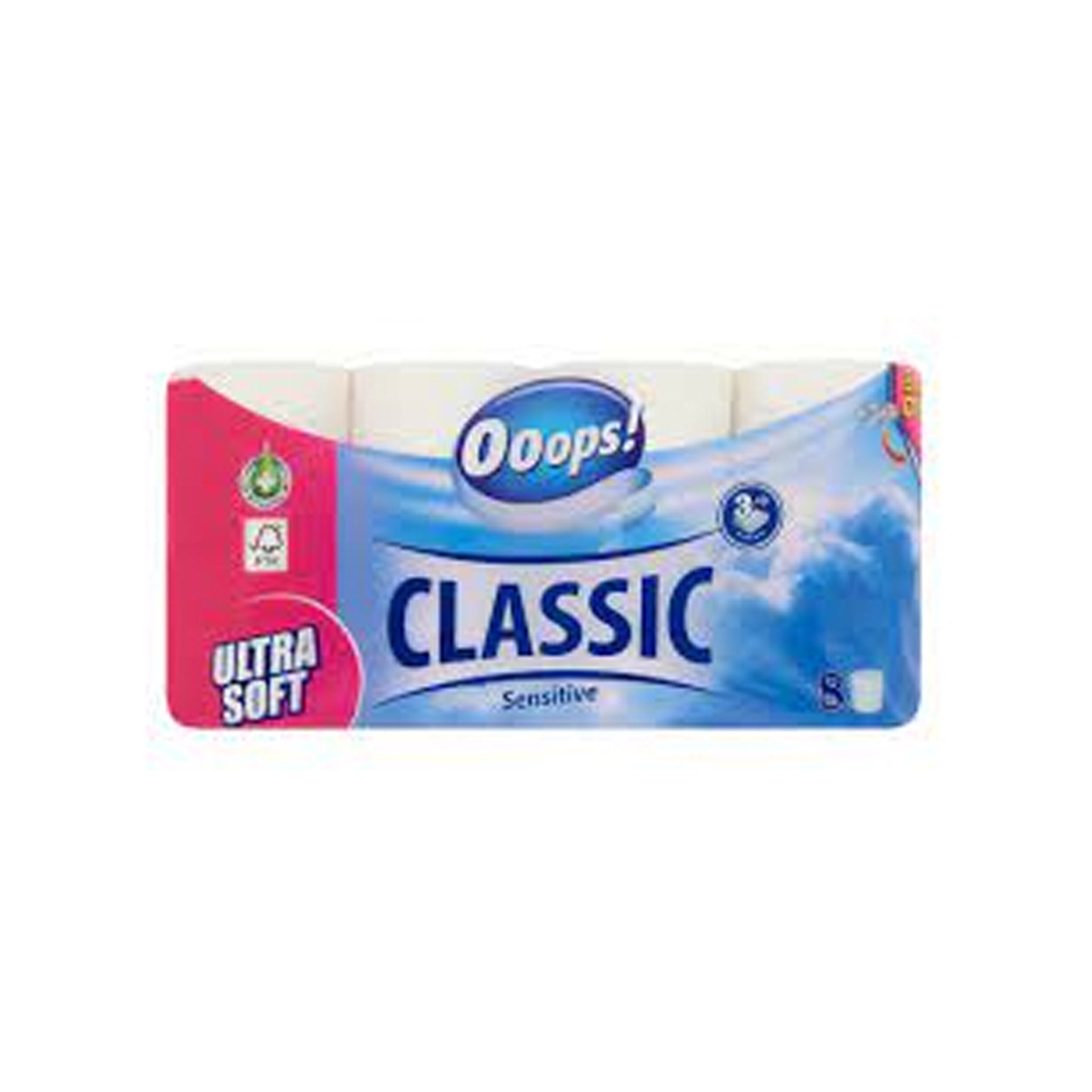 Ooops! Toaletný papier Classic Sensitive 8 rol./3vrstv