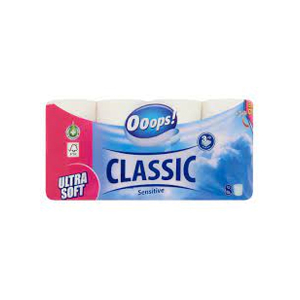 Ooops! Toaletný papier Classic Sensitive 8 rol./3vrstv