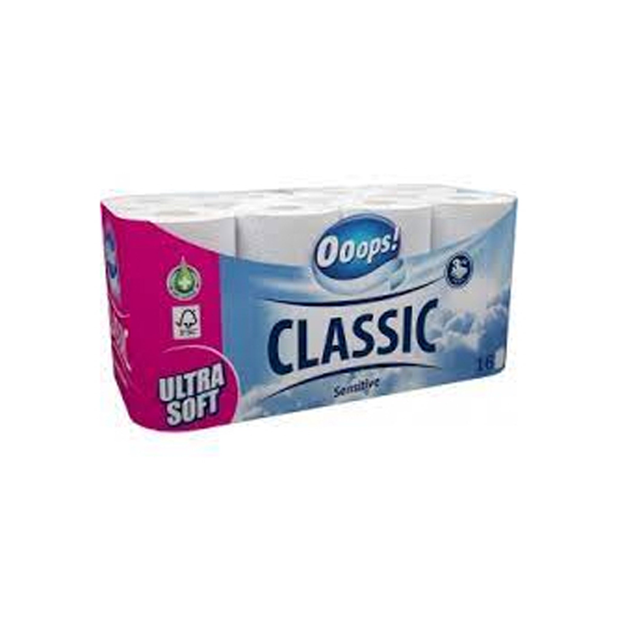 Ooops! Toaletný papier Classic Sensitive/16ks/3 vrstvové